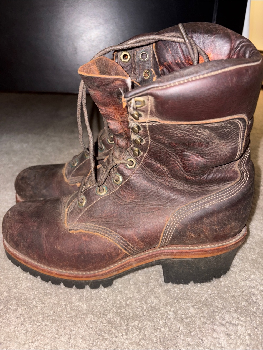 Vintage Made in USA Chippewa Men’s Brown Leather Lace-Up Work Boots